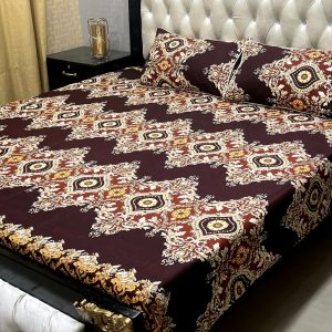 Maroon 3D Bedsheet Set